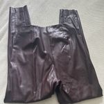 H&M Dark burgundy faux leather pull in pants leggings Photo 4