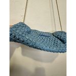 Loeffler Randall Light Blue Crochet Trudie Frame Gold Chain Clutch Purse Bag Photo 6