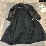 Source Unknown Black Leather Trench Coat Blazer Style Women's Size M Vintage Photo 6