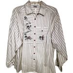 Vtg Trachten Gratz Pinstripe Embroidered Bavarian Shirt Womens Large Volksmarch Red Size 12 Photo 0