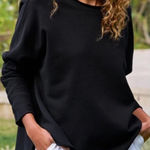 Frank & Eileen  Anna Long Sleeve Capelet Black Pullover Triple Fleece Size Medium Photo 0