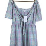 Ingrid & Isabel Maternity Babydoll Top Maternity XXL Pastel Plaid Tie Front Blue Size undefined Photo 2