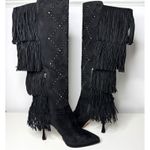 Vince Camuto New  Womens Panaryaz Studded Fringe Black Dress Tall Boots Sz 9 Photo 4