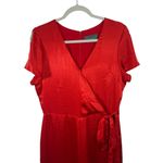 Anthropologie Maquelle Red Satin Short Sleeve Wide Leg Jumpsuit NEW Womes Medium Photo 3