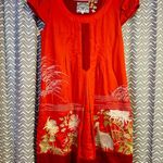 Anthropologie  / Floreat | Cotton Embroidered Cap Sleeve Crane Dress, Sz 4 Photo 0