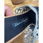 Salvatore Ferragamo SAJA Platform Sandal Womens 7.5 Blue Block Heel Slip-On S27 Photo 1