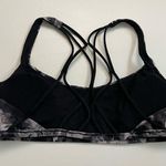 Lululemon Sports Bra Free To Be Zen Strappy Athletic Abstract Floral Black Grey Photo 4
