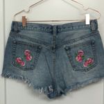 MINKPINK Rose Embroidered Light Denim Button-fly Denim Shorts Photo 6