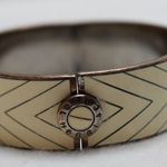 Henri Bendel Vintage  Vintage Gold Tone Wide Ivory Cuff Bangle Bracelet Photo 2