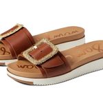 Sam Edelman Ariane Dark Bourbon Open Toe Buckle Flat Leather Slides Sandals 7.5 Photo 0