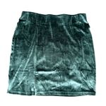 Monki  Velvet Mini Skirt with Split Hem in Dark Green, Size S Photo 0