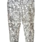 Elliott Lauren Leaf Print Pants Sz 8 Cropped Resort Chic Botanical White Gray Photo 0