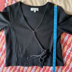 Madewell  Texture & Thread Black 100% Cotton Short Sleeve Wrap Top XS Photo 11