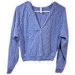 Free People  Movement Deep V Neck Purple Hooded Pullover Sweatshirt Size XS Photo 0