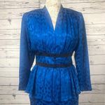 Vintage Silk Studio Blue & Black polkadot fitted waist top & skirt size 12 Photo 0