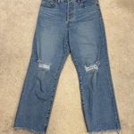 Levi's Ribcage Straight Ankle Jeans Button Fly Distressed Raw Hem Size 31 Photo 0