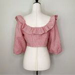 ZARA NWT Women’s Size Medium Striped Ruffles Crop Top Photo 8