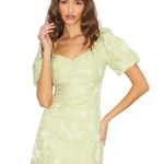 NWT Lulus Beyond Amazing Light Green Floral Jacquard Puff Sleeve Dress Size XL Photo 0