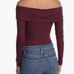 AFRM OFF SHOULDER MAROON RUBBED LONG SLEEVE BODYSUIT | XS Red Photo 1