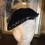 Winkelmans VINTAGE 1960'S BLUE VELOUR BERET STYLE HAT WITH RHINESTONE EMBELLISHMENT Photo 4