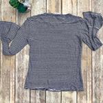 frame denim linen striped bell sleeve shirt top Photo 6