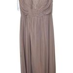 Dessy Collection Vivian Diamond Formal Long Bridesmaid Dress Size 16 Tan Photo 0