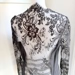 Barbara Bui Silk Lace Sheer Back XS Black Long Sleeve Blouse IT40 Elegant Goth Photo 7