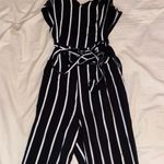 Forever 21 Black & White Striped Jumpsuit Photo 0