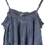 Andree Blue boho style cold shoulder lace sleeve relaxed fit blouse Size Large Photo 8