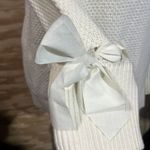 Talbots MP Lambswool Blend Ivory Pullover Sweater Ribbon Bow Sleeved Artsy Photo 3