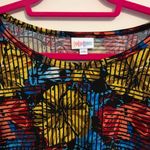 LuLaRoe Top Irma Black w/ Hibiscus Floral Pattern Sz 2X BNWT High Low Tunic Tee Photo 2