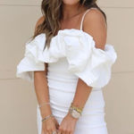 DO+BE  White Ruffle Sleeve Mini Dress - Large‎ NWT Photo 0