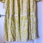 Anthropologie Yellow Floral Babydoll Tiered Midi Dress Small 3/4 Sleeve Boho Photo 4