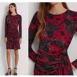 Lauren Ralph Lauren Wkmens Paisley Print Sheath Mini Dress Floral Evening Size 4 Red Photo 1