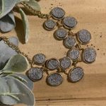 Apt. 9  Gold Tone Statement Necklace Two Rows of Druzy Shimmering Disc Photo 0