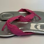 Lands' End Women’s Sandals Size 8B Silver Pink Polka Dot Thong Flip Flop Photo 5