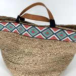 Anthropologie Beaded Tanzana Jute Bag Tote Basket Large Photo 2