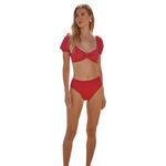 Summersalt The Puff Sleeve Bikini Top Hot Pink Size 8 NEW with Tags Photo 2