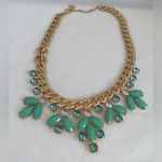 Forever 21  Green Gem & Rhinestone Gold Chain Fashion Necklace New Photo 0