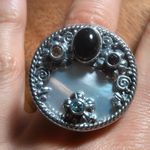 Shungite Multi Gemstone Mother of Pearl Sterling Silver Cocktail Ring (Size 7) Photo 0