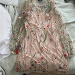 Boohoo Floral Embroidered Nude Dress Photo 1