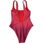 Aerie Shine Pique Babewatch One Piece Swimsuit Medium Women’s Red Sprinkle 4348 Photo 2