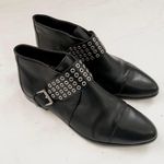 Michael Kors Ankle Boots Booties Black Genuine Leather Almond Toe Buckle Sz 7.5M Studded Grommet #Grunge #Biker #Gothic #Punk #Streetwear Photo 2