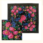 Large square Metallic floral scarf Black Photo 1