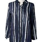 Habitat  Clothes to Live In Top Womens XS‎ Blue Striped Button Down Coastal Photo 0