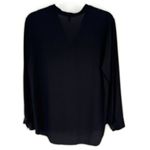 Eileen Fisher  V-Neck Dressy Silk Blouse Long Sleeve Black Size Medium Photo 4