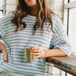 Rhythm NWT Corsica Striped Knit Oversized Sweater in Blue Stripe Photo 4