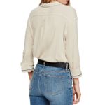 Free People  Annie Ribbed Collared V Neck Top-Tunic Sz M Cream Oversize Boho EUC Photo 2