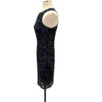 Theia Sequin Sheath‎ Dress Embellished Beaded Sleeveless Navy Blue Size US 4 Photo 4