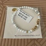 Little Words Project Bracelet She Her Stretch Beaded Gold Marble Neutral Casual White Photo 0